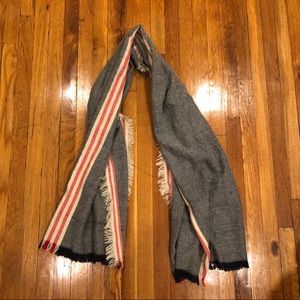 Blanket scarf- navy, cherry and cream colored